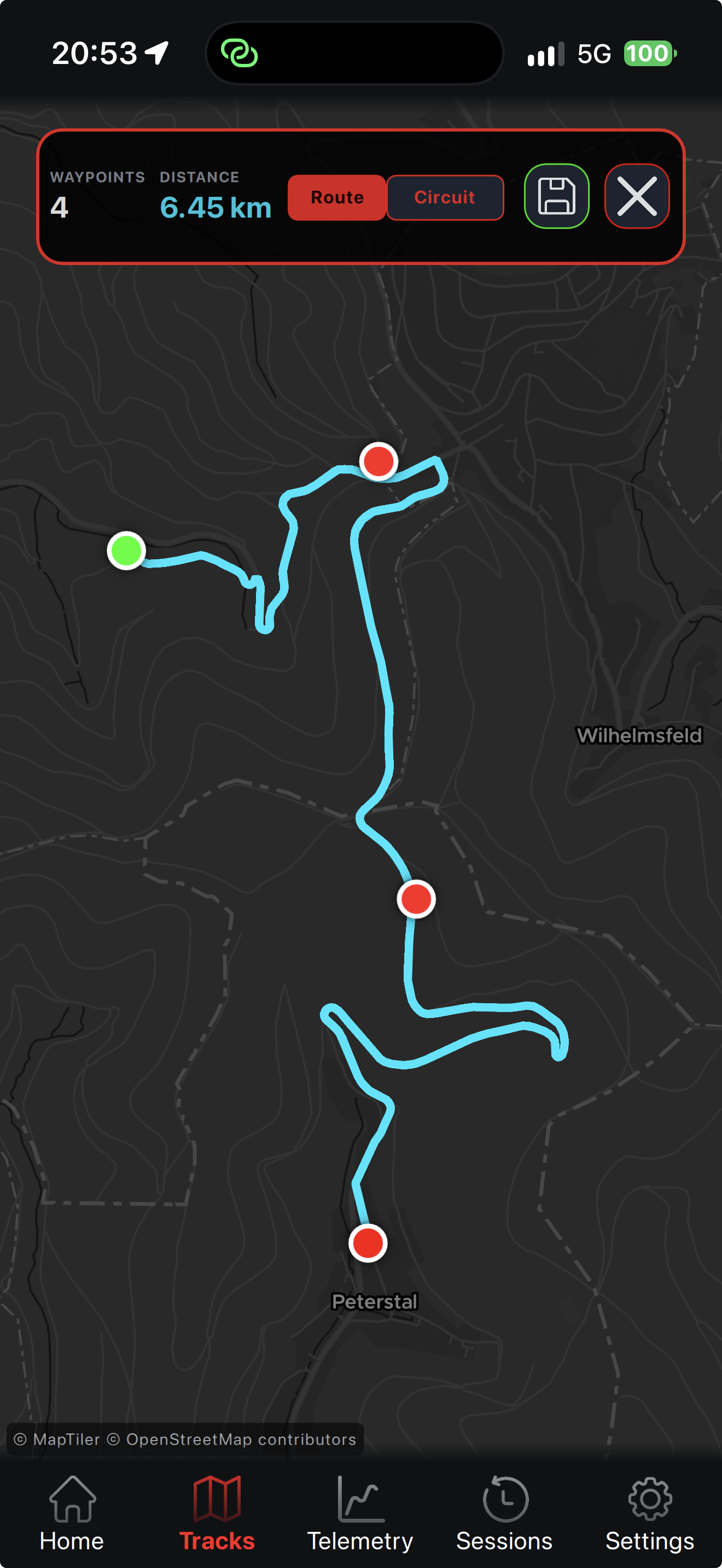 Build your circuit on the map and see where you are quick